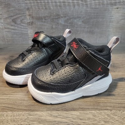 Jordan Flight Max Aura Toddler Size 4C Sneakers Black Red Hook and Loop Shoes
