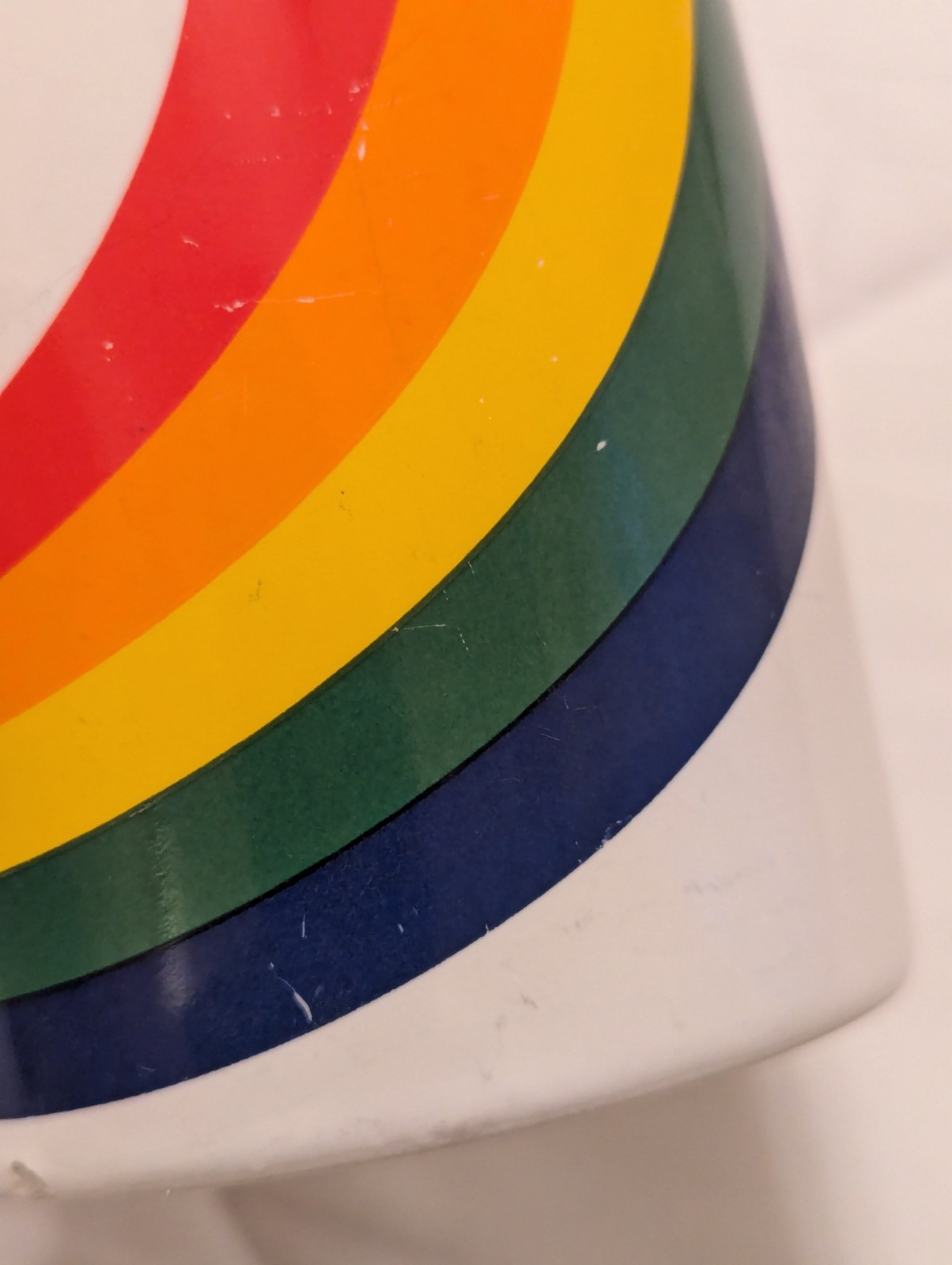 Vintage Rainbow Mug FTD FTDA Korea Coffee Mug Double Sided Chipped 