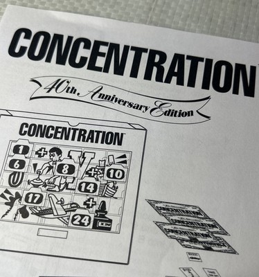 Concentration Game Instructions Manual 40th Anniversary Edition Endless Games