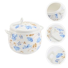  1Pc Ceramic Stew Pot Saucepan with Lid Orchid Stewpan Stewpot with Gilded