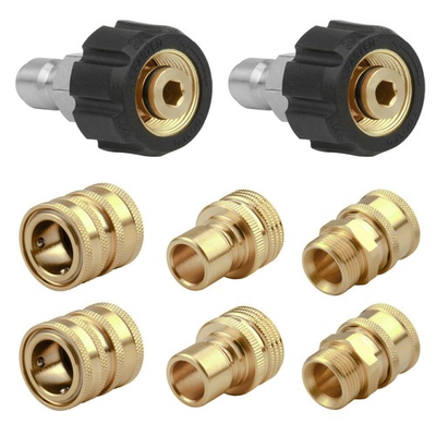 #ad 8 PCS Pressure Washer Adapter Set Quick Disconnect Kit with M22 Metric Male ... $31.80