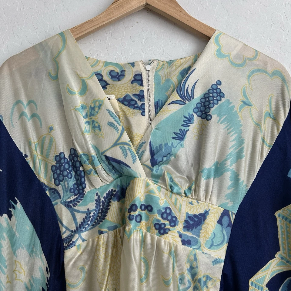 Vestido Charlotta California Glazier De Colección Caftán Años 60 70 Talla Única Azul Foto 3 de 4