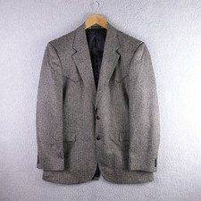 Circle S Mens 44L Gray Silk Herringbone Western Sport Coat Blazer Jacket