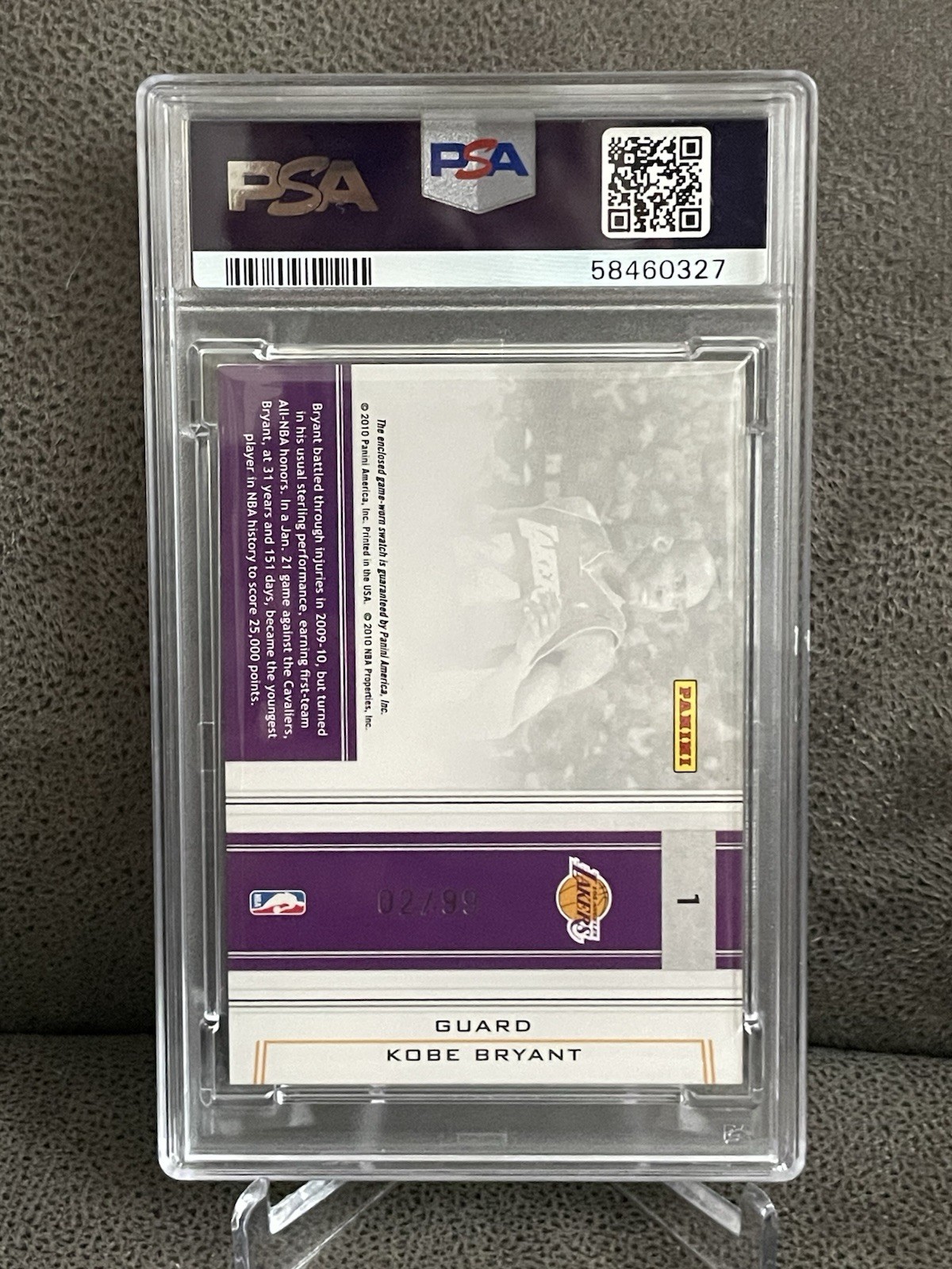 🔥Kobe Bryant 2009 Panini National Treasures Playoff Colossal Material /99 PSA 9 view 3