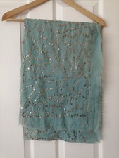 Wrap London Sequin Scarf, Blue, Never Worn