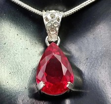 Certified Natural Red Ruby 25 Ct Loose Gemstone 925 Solid Silver Pendant Burma