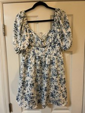 Altar'd State Women's Blue Short Sleeve Floral Mini Dress Size M NWT NEW