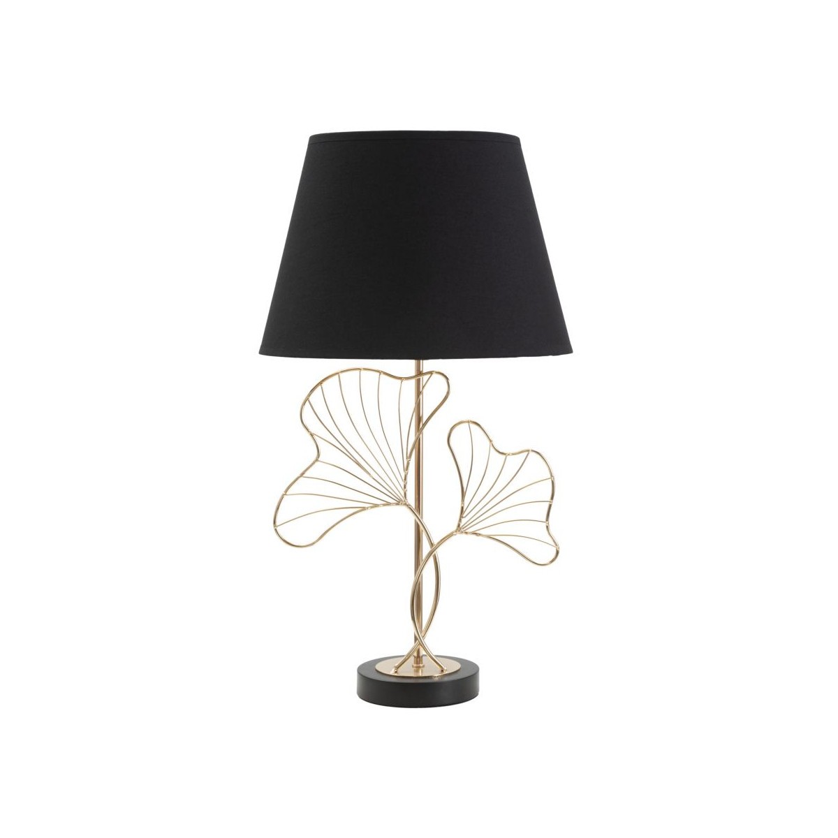 Lampe à poser feuilles métal or noir 60cm luminaire salon contemporain