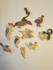 VINTAGE RARE CHICKEN BIRD CELLULOID CHARMS CRACKER JACK PRIZES LOT/9 JAPAN