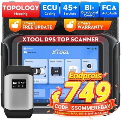 XTOOL D9S KFZ OBD2 Diagnosegerät Scanner ALLE Steuergeräte ECU Codierung Deutsch