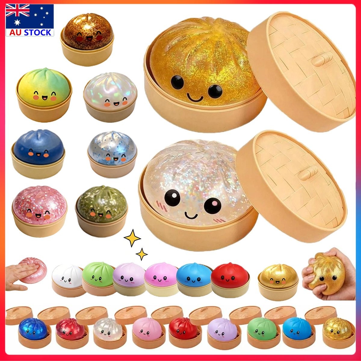 Rare Glitter Dumpling Squishy Toy Mystery Blind Box Bao Bun Stress Relief Toy GT