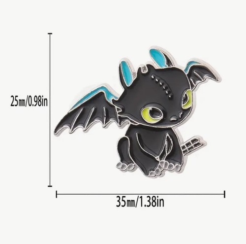 Emaille Pin - Kawaii Black Dragon, Ohnezahn Niedliche Fantasy Pins, Halloween - Bild 2 von 2