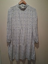 Angels Forever Young Womens Size Large Blue Floral Tiered High Neck Prairie Vibe