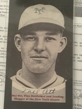 Mel Ott JSA Certified Blue Ink Autugraphed Scrapbook Photo NY Giants HOF Auto