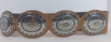 Chicos Leather Belt Silver Concho Stretch Wide S Brown western boho cowgirl