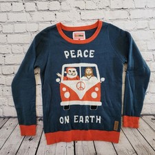 Tipsy Elves Womens Peace On Earth Santa Jesus Van Christmas Sweater Blue Small