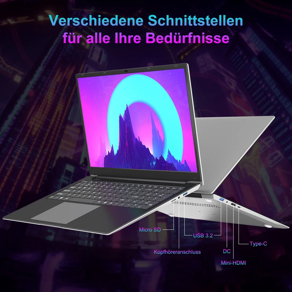 SGIN 17,3 Zoll Laptop Intel Celeron I3-5005U 4GB 128GB 8000mAh Arbeitsspeicher - Bild 4 von 4