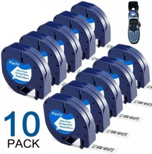10PK Compatible Dymo LetraTag Refill 91331 12mm White Plastic Label Tape LT-100H