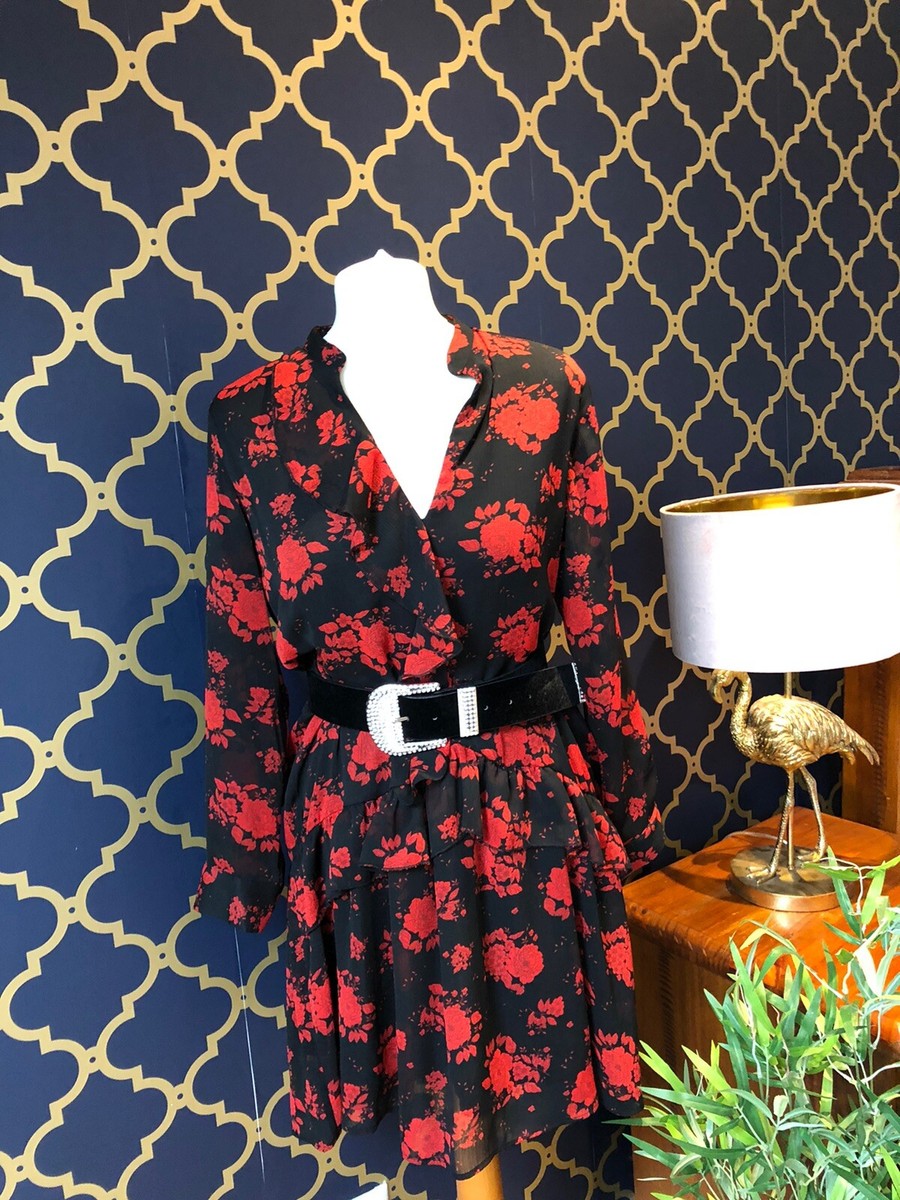 black dress with red flowers zara NWT ZARA BLACK RED KNIT TRANSPARENT SHEER EMBROIDERED RED FLORAL MAXI DRESS,M