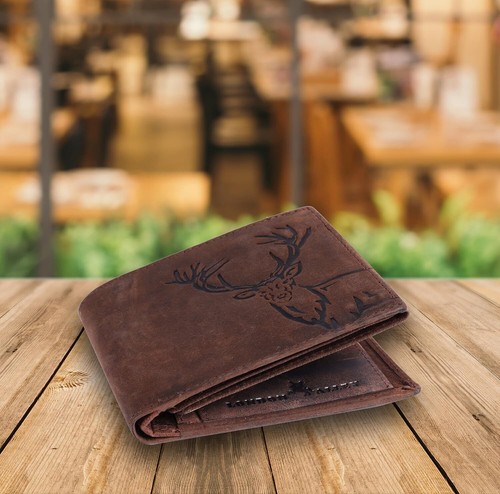 London Alley Elk Vintage Brown Leather Wallet For Men 6 Card Slot RFID Blocking - Picture 7 of 10