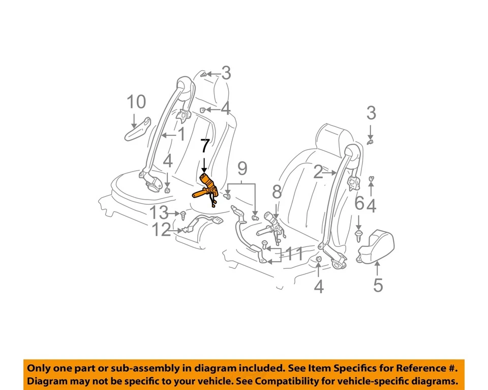 Used Front Right Seat Belt Front fits: 2001 Cadillac Deville bucket-bench passen Foto 3 de 4