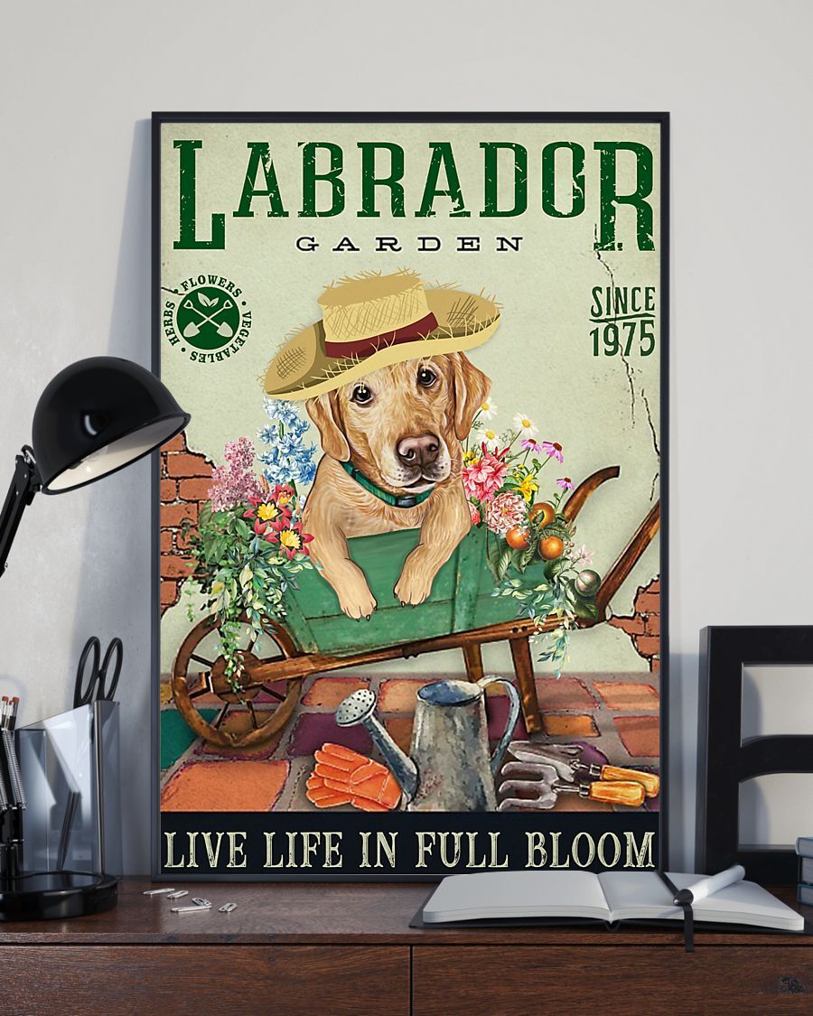 Labrador Garden Live Life in Full Bloom Dog Home Decor Wallart Poster