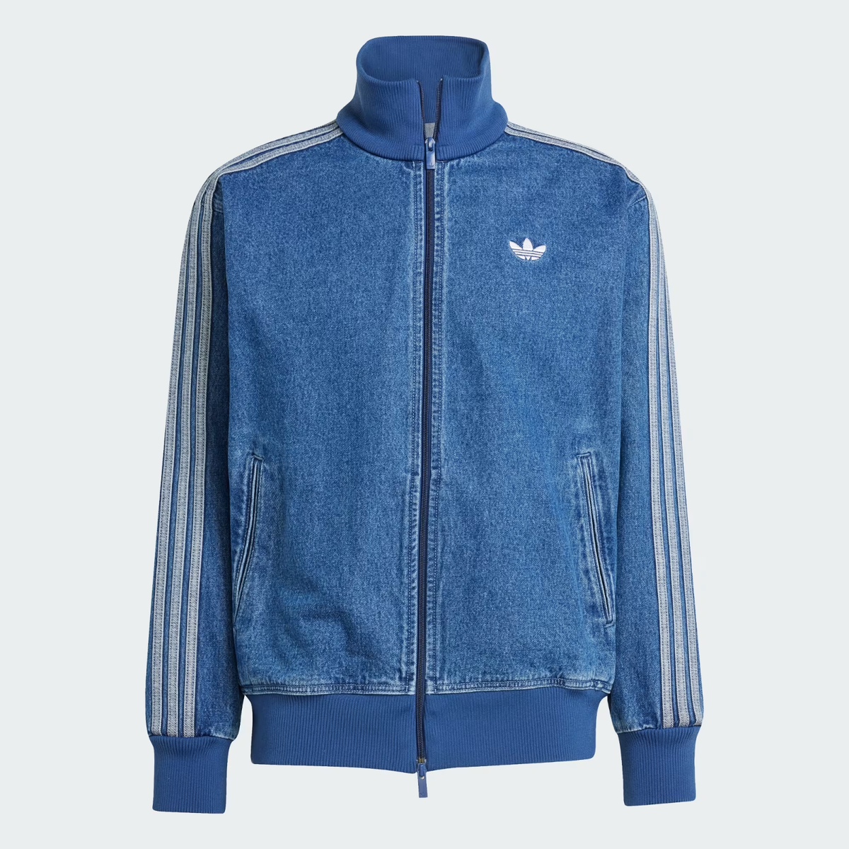 adidas Originals Adicolor Denim Firebird Track Top in Blue adidas Originals Adicolor Denim Firebird Track Top in Blue