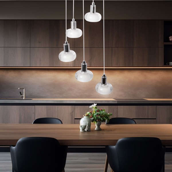 HäNgeleuchte Esstischlampe Pendellampe Silber Wohnzimmerlampe 5 Flammig H 120 Cm-image