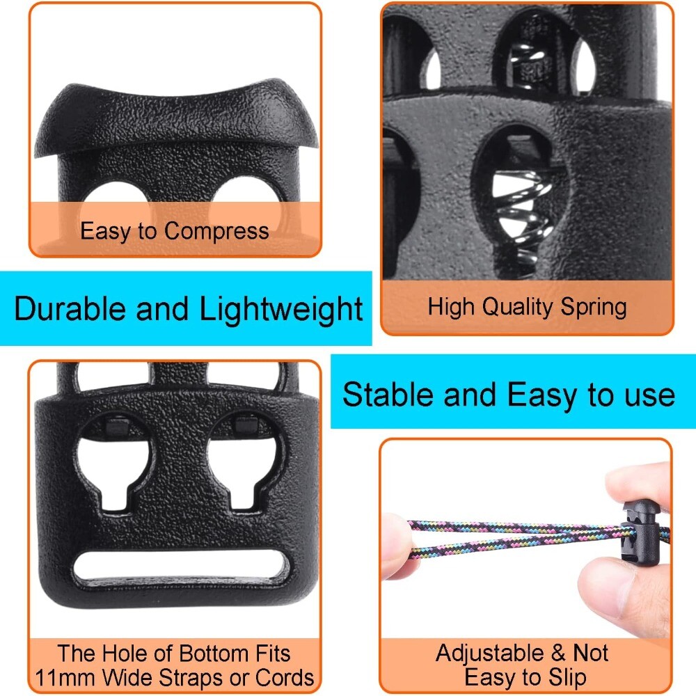 Black Cord Locks Plastic Shoelace Lock Shoelace Clips for Gloves eBay