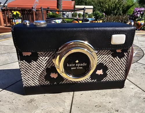 kate spade- Oh Snap- Camera Crossbody Bag- Herringbone Black Multi- NWT- $429 - Picture 3 of 17