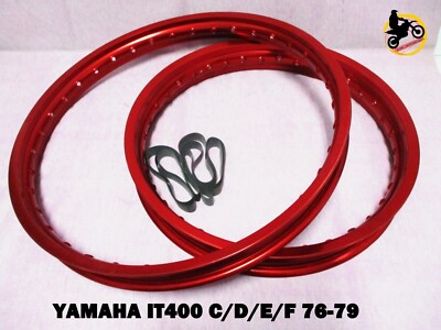 YAMAHA IT400 C/D/E/F 1976-1979  F & R ALUMINIUM RED WHEEL RIM SET  *nan4832*