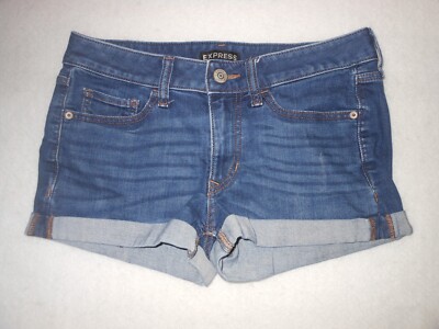 Express Shortie Low Rise Cuffed Denim Shorts Size 4