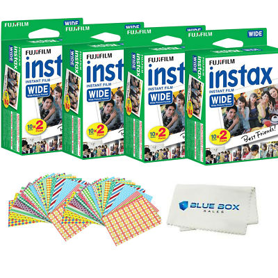 Fujifilm INSTAX Wide camera films+Frame Stickers+Microfiber Cloth(80 films)