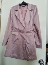 Nasty Gal Pink Blazer style dress with belt - size 8 ex condition