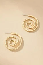 NWT Anthropologie Hammered Spiral Hoop Earrings SRP $44