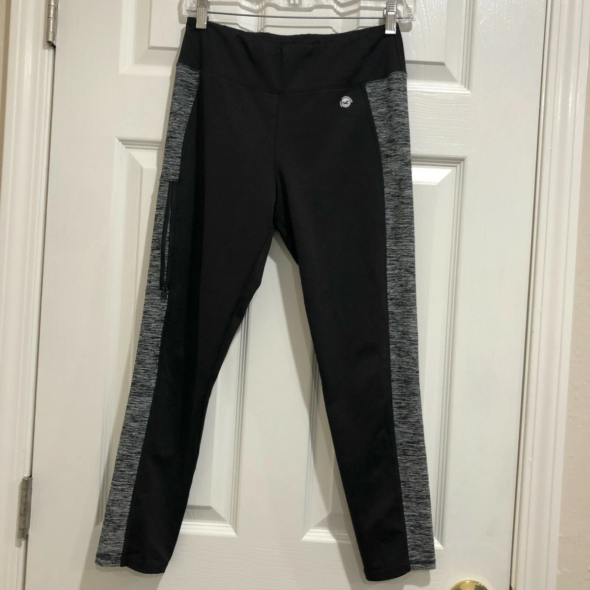 hollister womens leggings medium workout black gray side pocket workout  pants tz