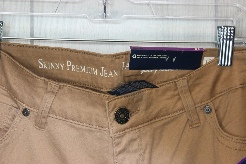 Nuevo Pantalones de mezclilla ajustados de algodón caqui descoloridos Glory para niñas talla 18 Foto 4 de 4