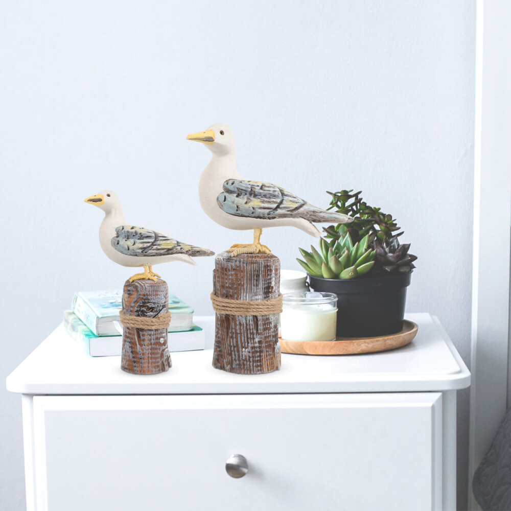 2 Pcs Beach Decor for Home Seagull Decorations Accessories TV Cabinet