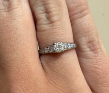 18ct White Gold Engagement Ring 750 WG with Diamond Shoulders -  0.50ct  Size I