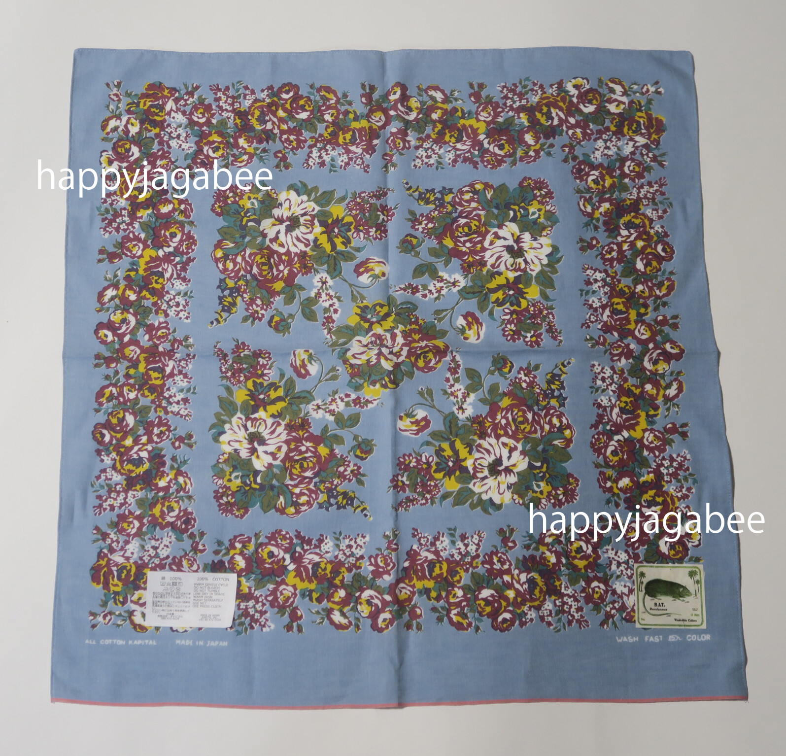 * Kapital Fast Color Selvage Bandana " Dianthus Champetre "  Sax K2404BA522