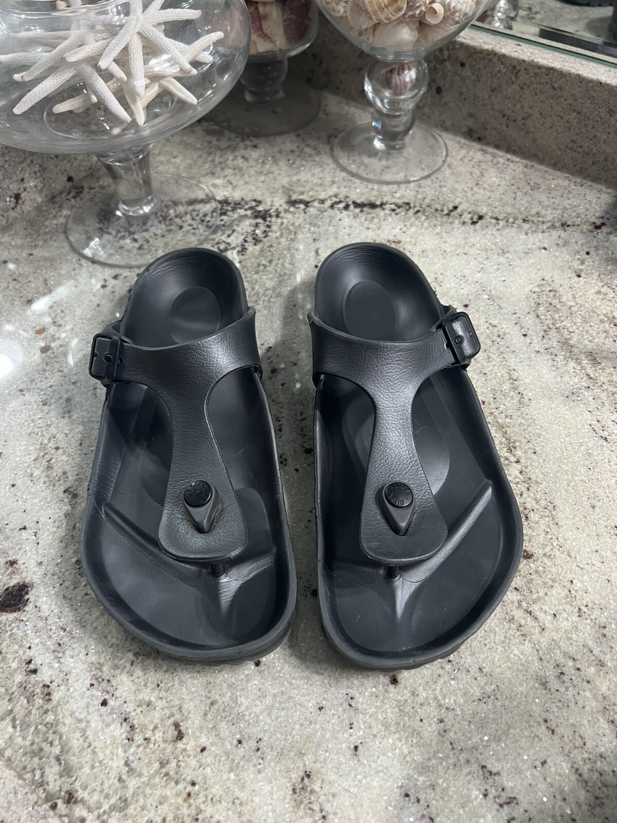 Birkenstock Sandals Gizeh Eva Gray Rubber Thongs Size 38 US