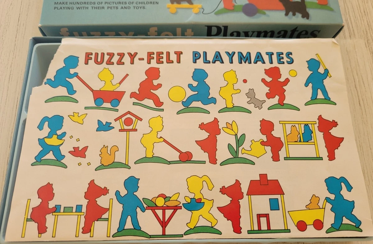 Fuzzy Felt Playmates 1964 Children s Toy Vintage With Board Instructions S154