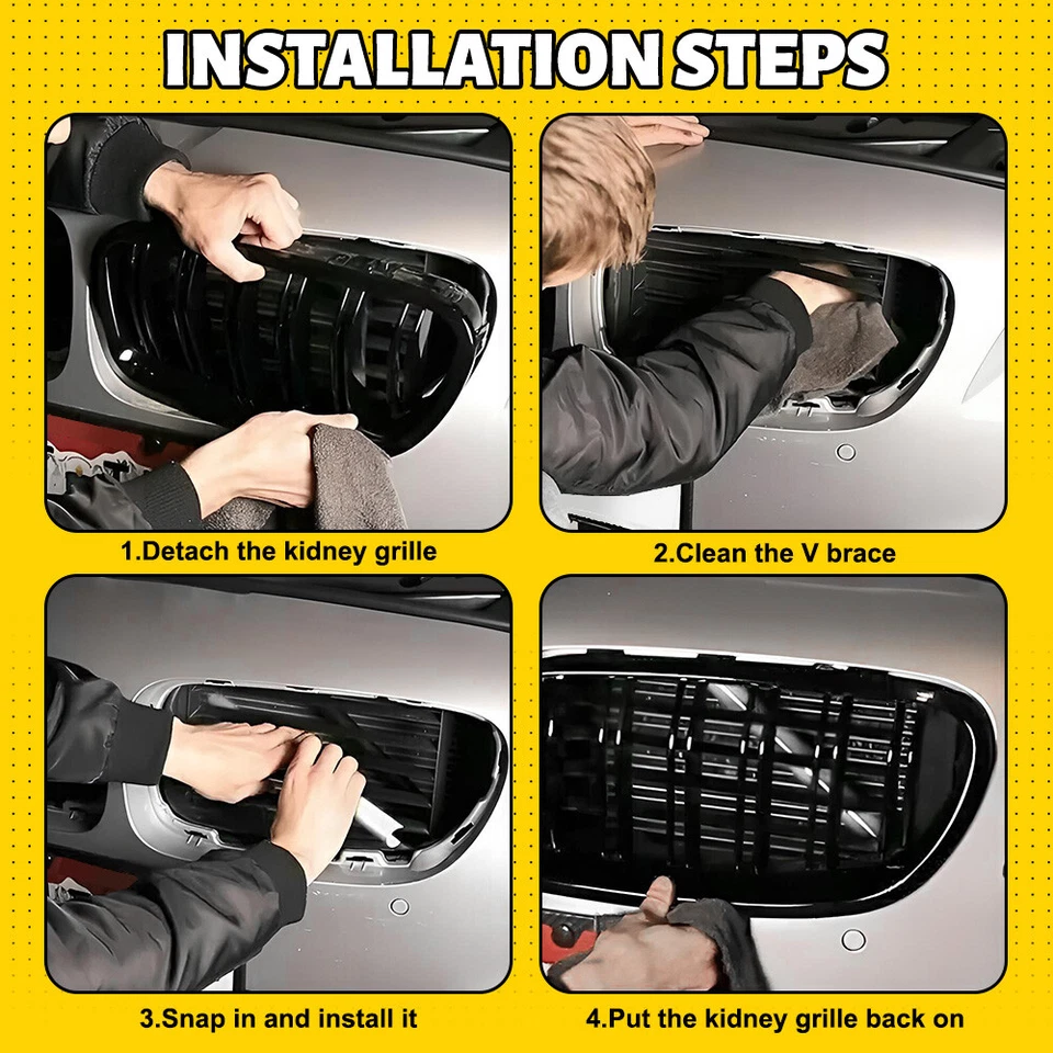 Para BMW Serie 1/2/3/4 F20 F30 Delantero V Soporte Parrilla Borde Tiras Cubierta Blanco Foto 3 de 4