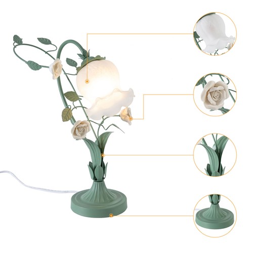 60W 110V Flower Glass Table Lamp w/5.12-inch Wide, Glass Lampshade NEW - Picture 14 of 21