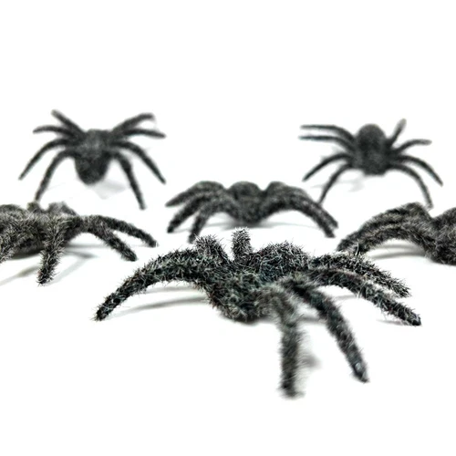 Halloween Fake Spiders Pack Of 6 Decorations Furry Small Party Accessory