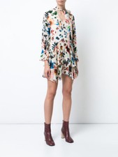  Alice + Olivia Floral Print Pussy Bow Silk Dress sizes XS Sold Out! $650