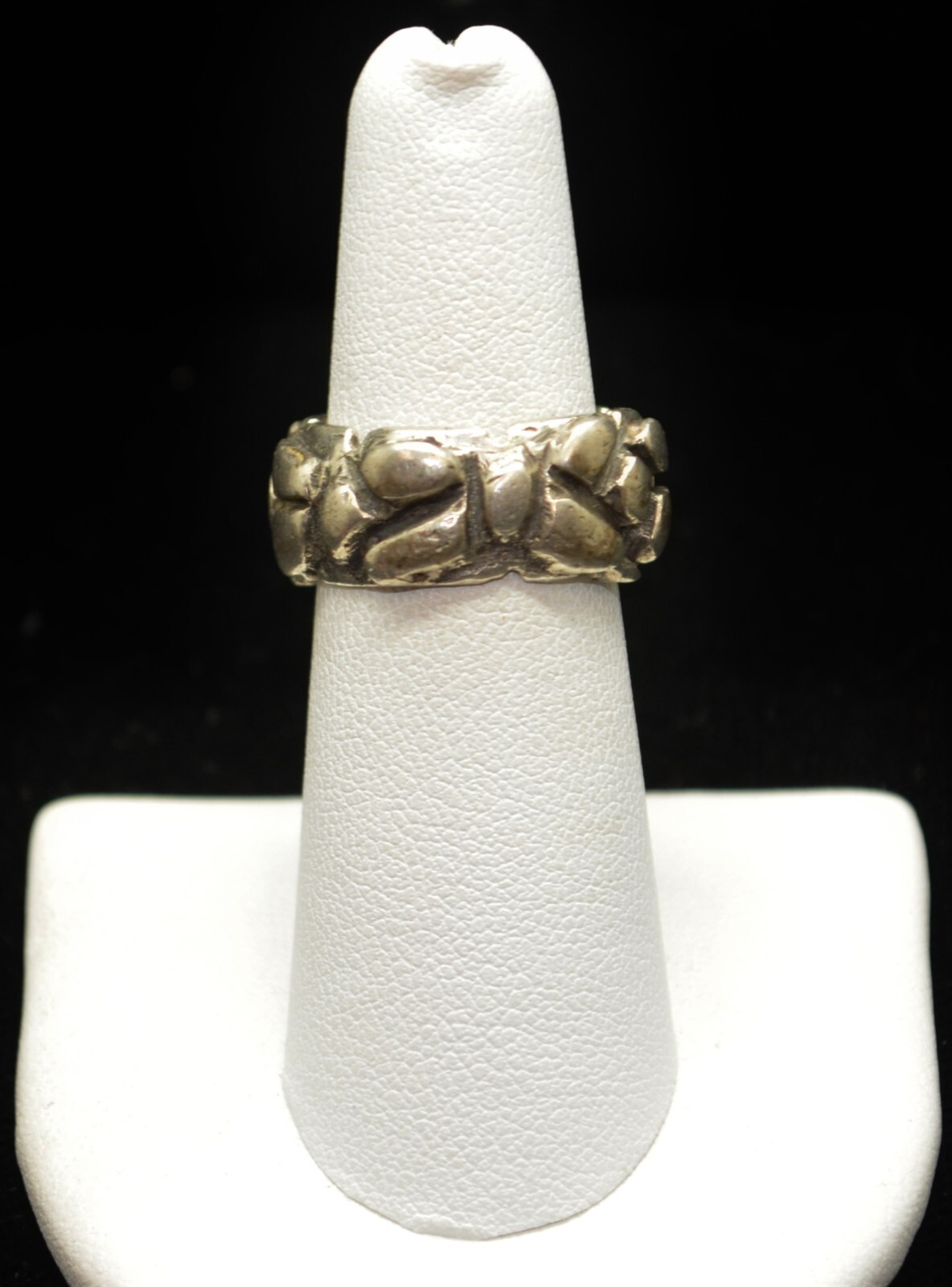 Sterling Silver Thick Heavy Patchwork Style Band … - image 1