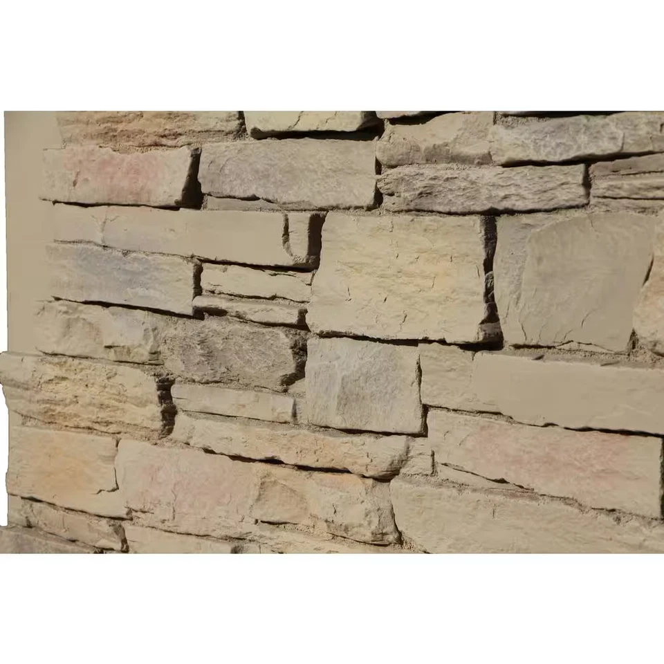 Piedra de repisa 48 pulgadas X 24,25 pulgadas Panel de revestimiento entrelazado de poliuretano en caqui Foto 4 de 4