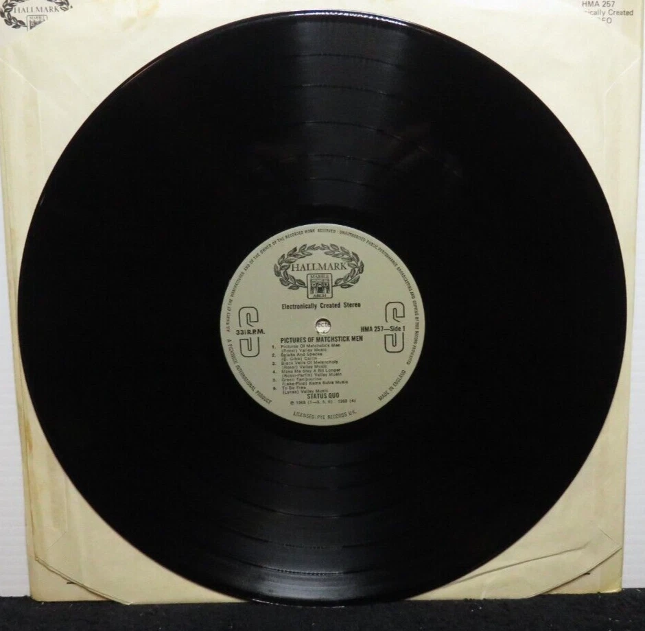 STATUS QUO PICTURES OF MATCHSTICK MEN (VG+) HMA-257 UK LP VINYL RECORD Foto 3 de 4