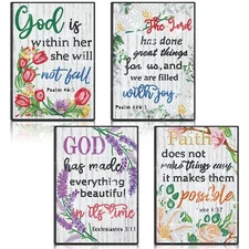 Ctosree 4 Pack A5 Bible Diamond Painting Notebook Christian Diamond Art Noteb...